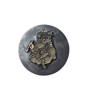 Vintage Christmas Tin Metzke Pewter Santa Clause Old Saint Nick 1972 Shabby